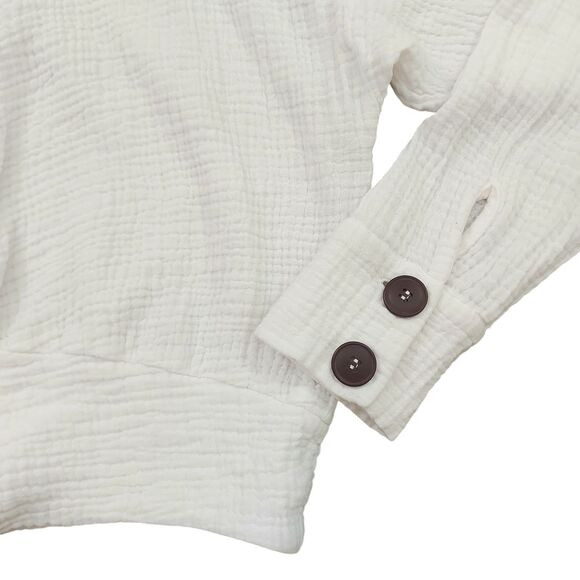 Free People Sun Streaks Top Womens Small White Boxy Gauzy Tie Front Button Up - Picture 7 of 12
